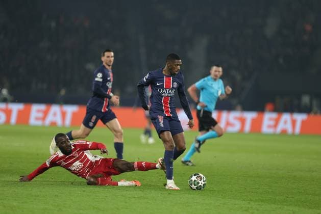 Foot : Ligue des Champions Paris SG Brest PHOTOPQR LE PARISIEN Olivier Arandel ; Paris ; 19 02 2025 ; Paris, France Mercredi 19 février 2025 Sports Football Ligue des Champions Paris-SG Brest LP Olivier Arandel Ousmane Dembele Paris, France, feb 19th 2025 Champions league between 2 french clubs : Paris PSG vs Brest
