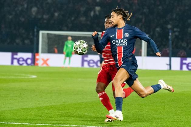 FOOTBALL : Paris SG vs Stade Brestois - Ligue des Champions - Barrage Retour - 19 02 2025 Bradley Barcola (Paris SG) ParisFrance  Copyright: xBaptistexAutissierx