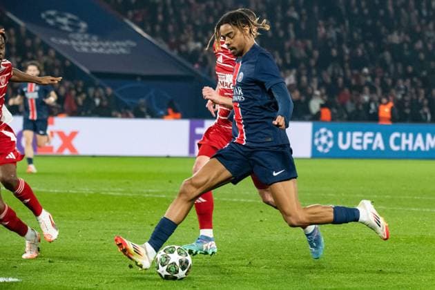 FOOTBALL : Paris SG vs Stade Brestois - Ligue des Champions - Barrage Retour - 19 02 2025 Bradley Barcola (Paris SG) ParisFrance  Copyright: xBaptistexAutissierx