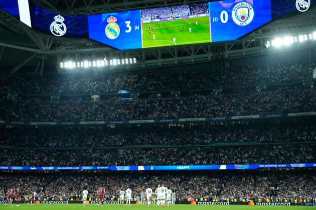 Real Madrid C.F. v Manchester City - UEFA Champions League 2024 25 League Knockout Play-off Second Leg Kylian Mbappe centre-forward of Real Madrid and France celebrates after scoring his sides third goal during the UEFA Champions League 2024 25 League Knockout Play-off second leg match between Real Madrid C.F. and Manchester City at on February 19, 2025 in Madrid, Spain. Madrid Spain  Copyright: xJosexBretonx originalFilename:bretonhernandez-realmadr250219_npmBR.jpg