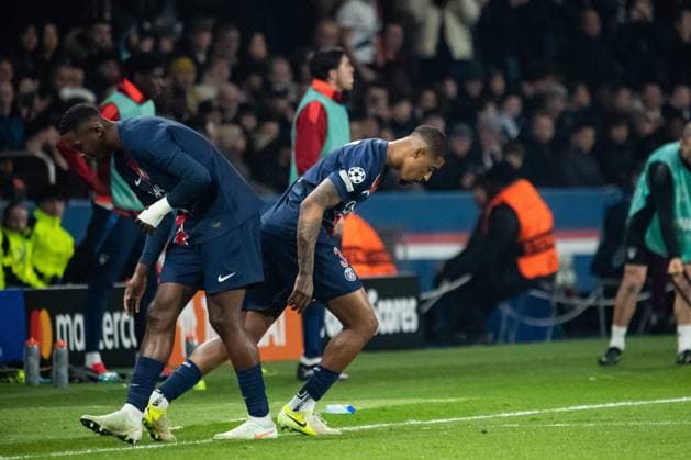 FOOTBALL : Paris SG vs Stade Brestois - Ligue des Champions - Barrage Retour - 19 02 2025 Willian Pacho (Paris SG) Presnel Kimpembe (Paris SG) ParisFrance  Copyright: xBaptistexAutissierx