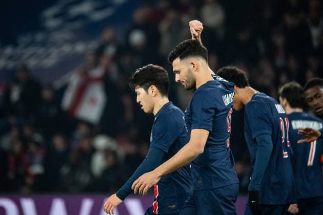 FOOTBALL : Paris SG vs Stade Brestois - Ligue des Champions - Barrage Retour - 19 02 2025 Joie des joueurs du Paris SG aprÃ s le but de Gonzalo Ramos (Paris SG) ParisFrance  Copyright: xBaptistexAutissierx