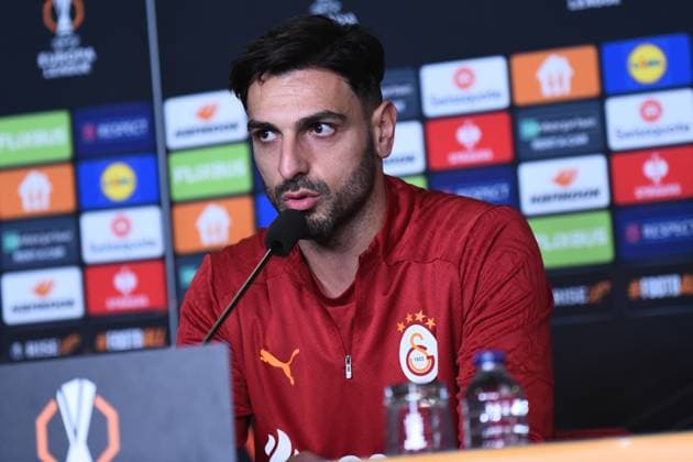 Goalkeeper Gunay Guvenc of Galatasaray seen during the press conference, PK, Pressekonferenz a day before the UEFA Europa League 2024 25 League Knockout Play-off Second Leg match between Galatasaray A.S. and AZ Alkmaar in Istanbul at Rams Park Stadium , Istanbul , Turkey on February 19 , 2025. ( Photo by Seskimphoto ) Istanbul Turkey Istanbul Turkey Copyright: xSeskimphotox Galatasaray_Press_Conf-19225 (26)
