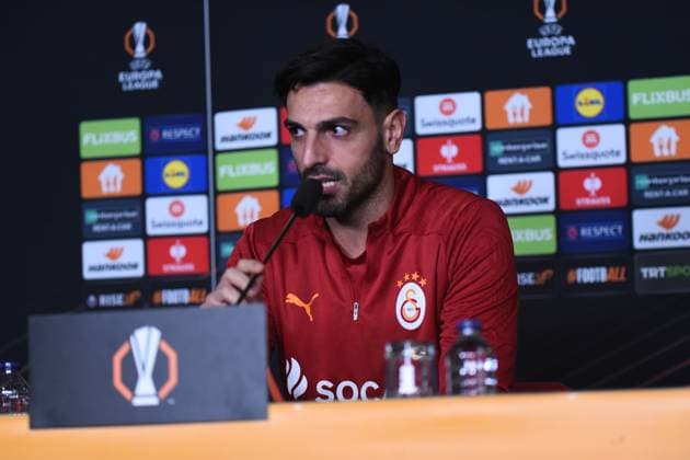 Goalkeeper Gunay Guvenc of Galatasaray seen during the press conference, PK, Pressekonferenz a day before the UEFA Europa League 2024 25 League Knockout Play-off Second Leg match between Galatasaray A.S. and AZ Alkmaar in Istanbul at Rams Park Stadium , Istanbul , Turkey on February 19 , 2025. ( Photo by Seskimphoto ) Istanbul Turkey Istanbul Turkey Copyright: xSeskimphotox Galatasaray_Press_Conf-19225 (38)