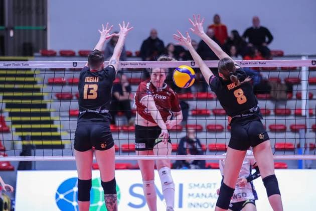 Eleanor Holthaus (SC Potsdam) during Roma Volley vs SC Potsdam, Women s Volleyball Challenge Cup match in Rome, Italy, February 19 2025  Copyright: xLuigixMariani IPAxSportx xipa-agency.netx xx IPA_54302679 IPA_Agency_IPA54302679