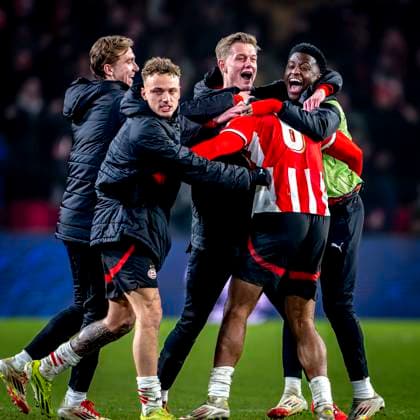 during the match PSV - Juventus at the Philips stadium for the UEFA Champions League - Knockout phase play-offs - 2nd leg season 2024-2025 in EINDHOVEN, Netherlands on 19 february 2025, (photo by Marcel van Dorst EYE4images DeFodi Images)