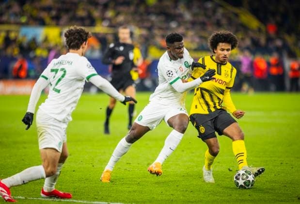 Sport Bilder des Tages Dortmund, Germany. 19th Feb 2025. Ousmane Diomande (SP) Karim Adeyemi (BvB) Borussia Dortmund - Sporting Lisbon Borussia Dortmund - Sporting Lissabon 19.02.2025