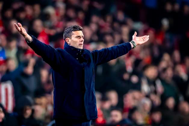Sport Bilder des Tages Juventus trainer Thiago Motta during the match PSV - Juventus at the Philips stadium for the UEFA Champions League - Knockout phase play-offs - 2nd leg season 2024-2025 in EINDHOVEN, Netherlands on 19 february 2025, (photo by Marcel van Dorst EYE4images DeFodi Images)