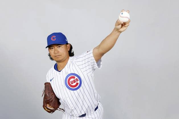 Baseball: Cubs pitcher Imanaga Chicago Cubs pitcher Shota Imanaga poses during a photo session at spring training in Mesa, Arizona, on Feb. 17, 2025.  A14AA0004175831P