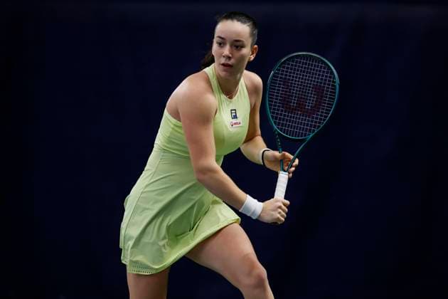Czech tennis player Tereza Valentova in action during the ITF W75 Winter Prague Open 2025 in Prague, Czech Republic, February 19, 2025. (CTKxPhoto PavelxLebeda) CTKPhotoF202502200001001  CTKPhotoF202502200001001
