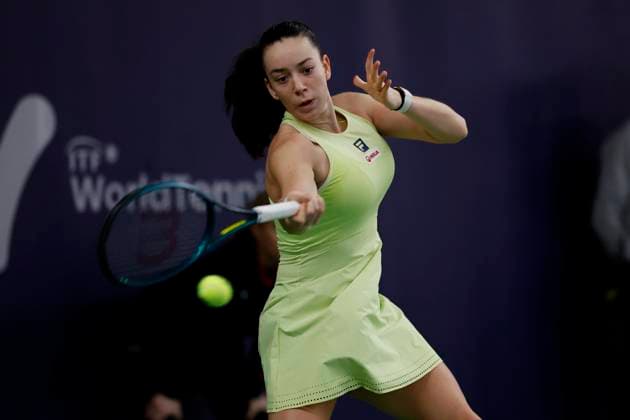 Czech tennis player Tereza Valentova in action during the ITF W75 Winter Prague Open 2025 in Prague, Czech Republic, February 19, 2025. (CTKxPhoto PavelxLebeda) CTKPhotoF202502200001401  CTKPhotoF202502200001401
