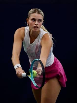 Czech tennis player Barbora Palicova in action during the ITF W75 Winter Prague Open 2025 in Prague, Czech Republic, February 19, 2025. (CTKxPhoto PavelxLebeda) CTKPhotoF202502200002001  CTKPhotoF202502200002001
