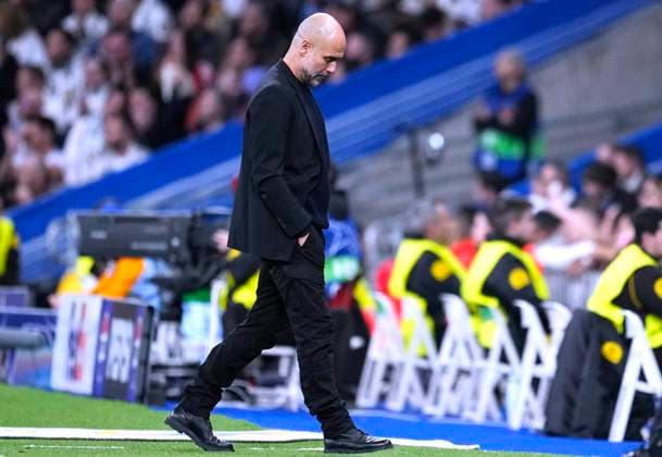 GUARDIOLA Pep Trainer Team Manchester City UEFA Champions League Saison 2024 - 2025 Spiel Real Madrid - Manchester City 3 : 1 am 19.02.2025 in Madrid DFL REGULATIONS PROHIBIT ANY USE OF PHOTOGRAPHS as IMAGE SEQUENCES and or QUASI-VIDEO Copyright: xLacixPerenyix