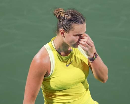 Aryna Sabalenka reagiert veraergert,Aerger, enttaeuscht,Enttaeuschung,Emotion, Dubai Duty Free Tennis Championships, Dubai, U.A.E. Copyright: xJuergenxHasenkopfx