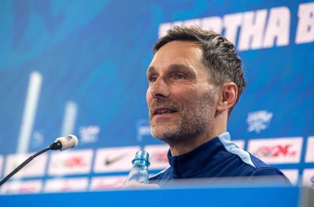 Fussball, Herren, Saison 2024 25, 2. Bundesliga, Hertha BSC, Pressekonferenz zum bevorstehenden Spiel gegen den 1. FC Nürnberg, im Bild: Trainer Stefan Leitl (Hertha BSC), 20.02. 2025,