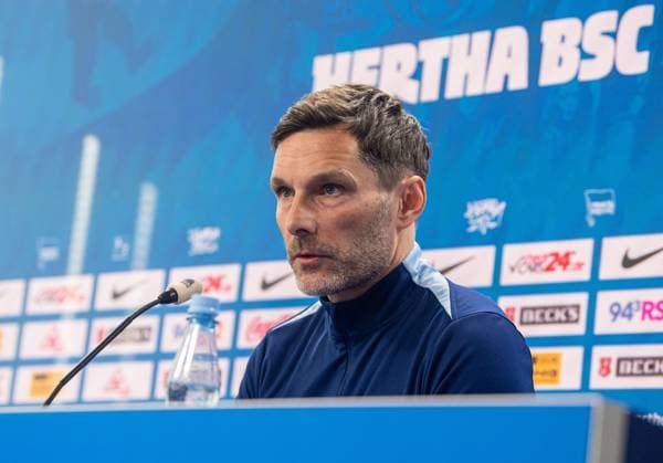 Fussball, Herren, Saison 2024 25, 2. Bundesliga, Hertha BSC, Pressekonferenz zum bevorstehenden Spiel gegen den 1. FC Nürnberg, im Bild: Trainer Stefan Leitl (Hertha BSC), 20.02. 2025,