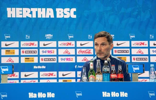 Fussball, Herren, Saison 2024 25, 2. Bundesliga, Hertha BSC, Pressekonferenz zum bevorstehenden Spiel gegen den 1. FC Nürnberg, im Bild: Trainer Stefan Leitl (Hertha BSC), 20.02. 2025,