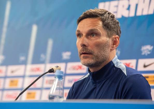 Fussball, Herren, Saison 2024 25, 2. Bundesliga, Hertha BSC, Pressekonferenz zum bevorstehenden Spiel gegen den 1. FC Nürnberg, im Bild: Trainer Stefan Leitl (Hertha BSC), 20.02. 2025,