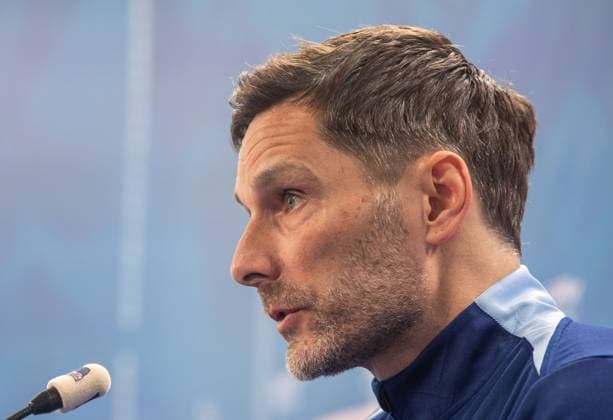 Fussball, Herren, Saison 2024 25, 2. Bundesliga, Hertha BSC, Pressekonferenz zum bevorstehenden Spiel gegen den 1. FC Nürnberg, im Bild: Trainer Stefan Leitl (Hertha BSC), 20.02. 2025,