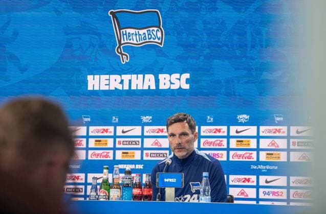 Fussball, Herren, Saison 2024 25, 2. Bundesliga, Hertha BSC, Pressekonferenz zum bevorstehenden Spiel gegen den 1. FC Nürnberg, im Bild: Trainer Stefan Leitl (Hertha BSC), 20.02. 2025,