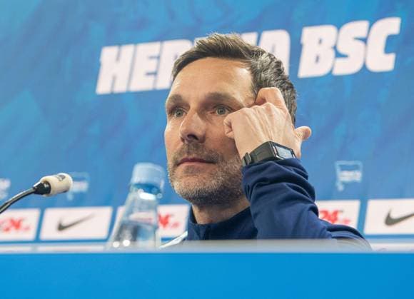 Fussball, Herren, Saison 2024 25, 2. Bundesliga, Hertha BSC, Pressekonferenz zum bevorstehenden Spiel gegen den 1. FC Nürnberg, im Bild: Trainer Stefan Leitl (Hertha BSC), 20.02. 2025,