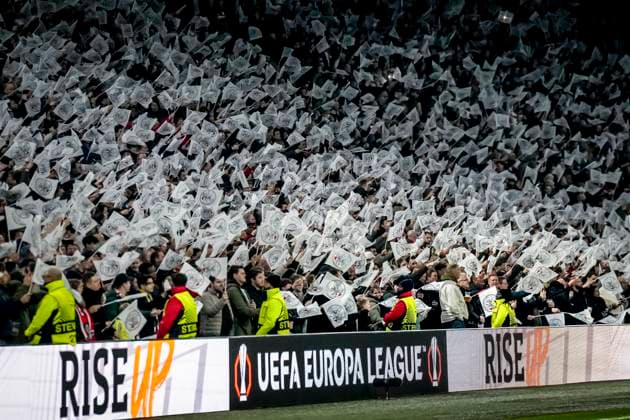 Atmosphere in the stadium during the match Ajax - Union SG at the Johan Cruijff ArenA for the UEFA Europa League - Knockout phase play-offs - 2nd leg season 2024-2025 in AMSTERDAM, Netherlands on 20 february 2025, (photo by Marcel van Dorst EYE4images DeFodi Images)