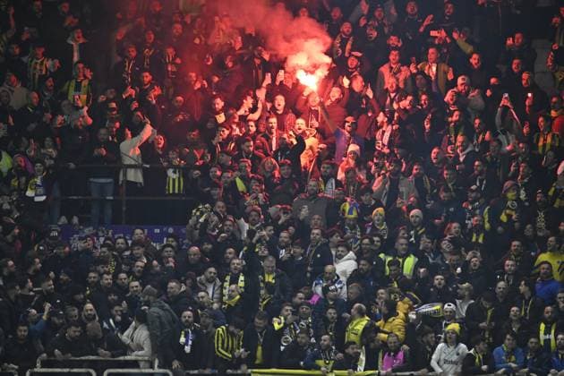 RSC Anderlecht v Fenerbahce - UEFA Europa League ANDERLECHT, BELGIUM - FEBRUARY 20 : Illustration picture of fans of Fenerbahce SK during the UEFA Europa League 2024 25 knockout phase play-off match second leg between RSC Anderlecht and Fenerbahce on February 20, 2025 in Anderlecht, Belgium, 20 02 2025 Anderlecht Belgium  Copyright: xNicoxVereeckenx