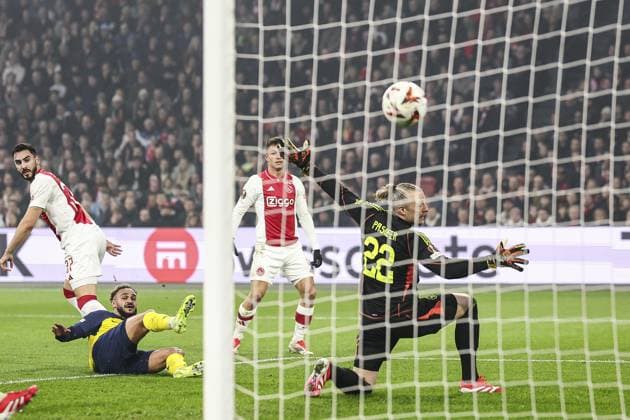 AMSTERDAM , 20-02-2025 , JohanCruijff Arena , season 2024 2025 , Europa League football , match second leg between Ajax and Union Saint Gilloise Union Saint-Gilloise player Sofiane Boufal Ajax - Union Saint Gilloise  x27956902x Copyright: