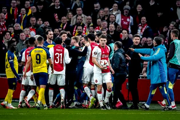 AFC Ajax Amsterdam defender Anton Gaaei during the match Ajax - Union SG at the Johan Cruijff ArenA for the UEFA Europa League - Knockout phase play-offs - 2nd leg season 2024-2025 in AMSTERDAM, Netherlands on 20 february 2025, (photo by Marcel van Dorst EYE4images DeFodi Images)