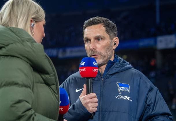 Fussball, Herren, Saison 2024 2025, 2. Bundesliga (23. Spieltag), Hertha BSC - 1. FC Nürnberg, Trainer Stefan Leitl (Hertha BSC) bei Sky im Interview, 21.02. 2025,