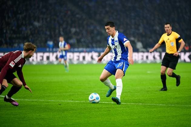 Ibrahim Maza (Hertha BSC, 10), GER, Hertha BSC vs. 1. FC Nuernberg, Fussball Herren, 2. Bundesliga, Saison 2024 2025, 23. Spieltag, 21.02.2025 (DFL REGULATIONS PROHIBIT ANY USE OF PHOTOGRAPHS AS IMAGE SEQUENCES AND OR QUASI - VIDEO). GER, Hertha BSC vs. 1. FC Nuernberg, Fussball Herren, 2. Bundesliga, Saison 2024 2025, 23. Spieltag, 21.02.2025 Berlin