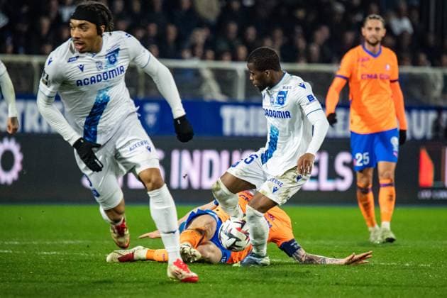 FOOTBALL :AJ Auxerre vs Olympique de Marseille - Ligue 1 - JournÃ e 23 - 21 02 2025 Hamed Junior TraorÃ (AJ Auxerre) AuxerreFrance  Copyright: xBaptistexAutissierx