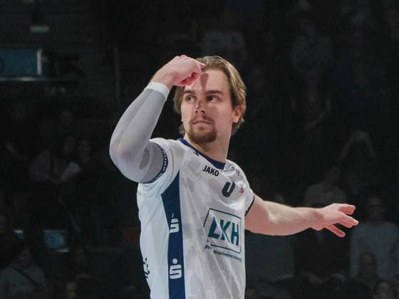 Lueneburgs 3 WRIGHT. Volleyball Bundesliga, Herrsching - Lueneburg. Volleyball Bundesliga, WWK Volleys Herrsching - SVG Lüneburg 0:3, Hauptrunde, Saison 2024-2025, am 22.02.2025 in Muenchen, B M W P A R K, Deutschland. Quelle Copyright Credit : Oryk HAIST