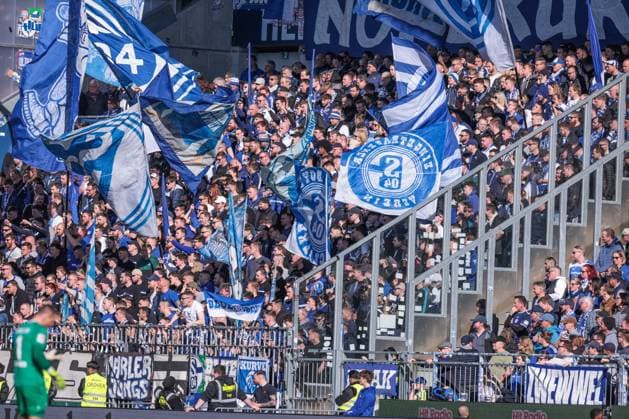 23.02.2025, Fussball, Saison 2024 2025, 2. Bundesliga, 23. Spieltag, SV Darmstadt 98 - FC Schalke 04, Fans des FC Schalke 04. Darmstadt Böllenfalltor Hessen Deutschland xRHR-FOTO YYx