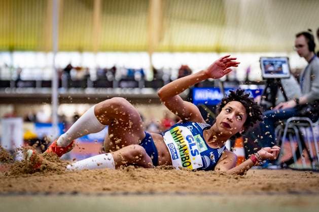 Sport Themen der Woche KW08 Sport Bilder des Tages Deutsche Leichtathletik-Hallenmeisterschaften; Dortmund, 23.02.2025 Malaika Mihambo (LG Kurpfalz); Deutsche Leichtathletik-Hallenmeisterschaften am 23.02.2025 in der Helmut-Körnig-Halle in Dortmund. Copyright: xBEAUTIFULxSPORTS AxelxKohringx