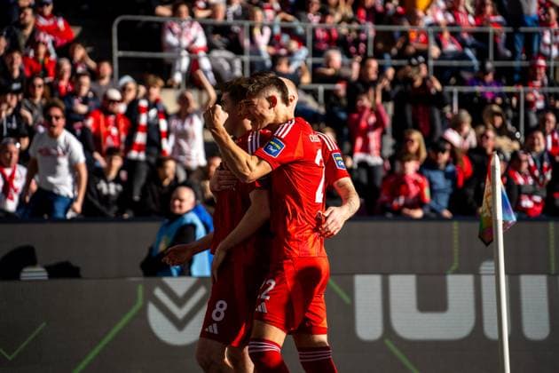 Jubel nach dem 1:1 durch Johannesson Isak Bergmann (Fortuna Duesseldorf, 08) 1. FC Koeln vs. Fortuna Duesseldorf, Fussball, 2. Bundesliga, 23. Spieltag, Saison 2024 2025, 23.02.2025 1. FC Koeln vs. Fortuna Duesseldorf, Fussball, 2. Bundesliga, 23. Spieltag, Saison 2024 2025, 23.02.2025 Koeln