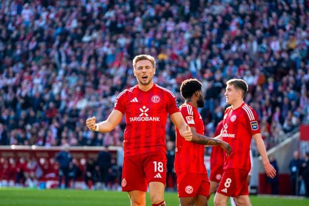 Niemiec Jona (Fortuna Duesseldorf, 18) freut sich ueber den Elfmeter 1. FC Koeln vs. Fortuna Duesseldorf, Fussball, 2. Bundesliga, 23. Spieltag, Saison 2024 2025, 23.02.2025 1. FC Koeln vs. Fortuna Duesseldorf, Fussball, 2. Bundesliga, 23. Spieltag, Saison 2024 2025, 23.02.2025 Koeln