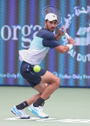 Hady Habib (LBN), Dubai Duty Free Tennis Championships, Dubai, U.A.E. Tennis - Dubai Tennis Championships 2025 - ATP, Tennis Herren - Dubai Duty Free Tennis Stadium - Dubai - - United Arab Emirates - 24 February 2025. Copyright: xJuergenxHasenkopfx