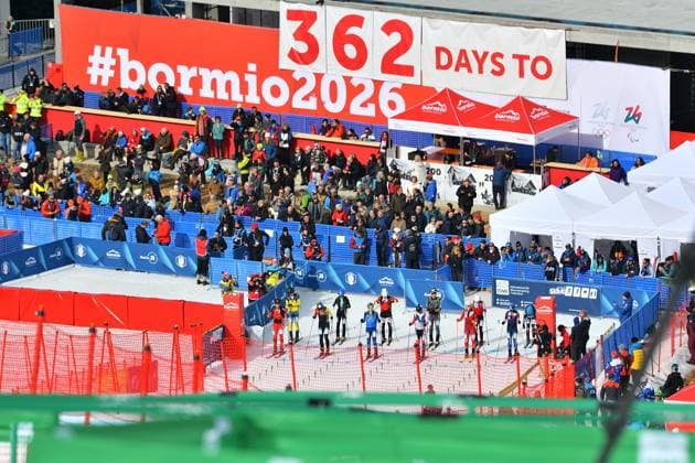 View of the starting line during ISMF World Cup - Ski Mountaineering, Ski Mountaineering race in Bormio, Italy, February 23 2025  Copyright: xDavidexVaninetti IPAxSportx xipa-agency.netx xx IPA_54547041 IPA_Agency_IPA54547041