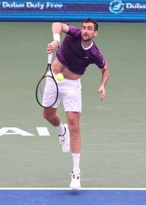 Marin Cilic (CRO), Dubai Duty Free Tennis Championships, Dubai, U.A.E. Tennis - Dubai Tennis Championships 2025 - ATP, Tennis Herren - Dubai Duty Free Tennis Stadium - Dubai - - United Arab Emirates - 25 February 2025. Copyright: xJuergenxHasenkopfx
