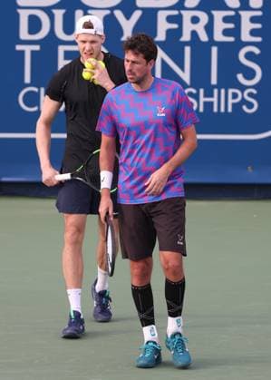 Robin Haase und Hendrik Jebens (Kappe), Herren Doppel, Men s Doubles, Dubai Duty Free Tennis Championships, Dubai, U.A.E. Tennis - Dubai Tennis Championships 2025 - ATP, Tennis Herren - Dubai Duty Free Tennis Stadium - Dubai - - United Arab Emirates - 25 February 2025. Copyright: xJuergenxHasenkopfx