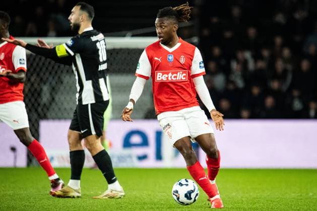 FOOTBALL : SCO Angers vs Stade de Reims - Coupe de France - Quart de Finale - 25 02 2025 Valentin Atangana Edoa (Stade de Reims) AngersFrance  Copyright: xBaptistexAutissierx