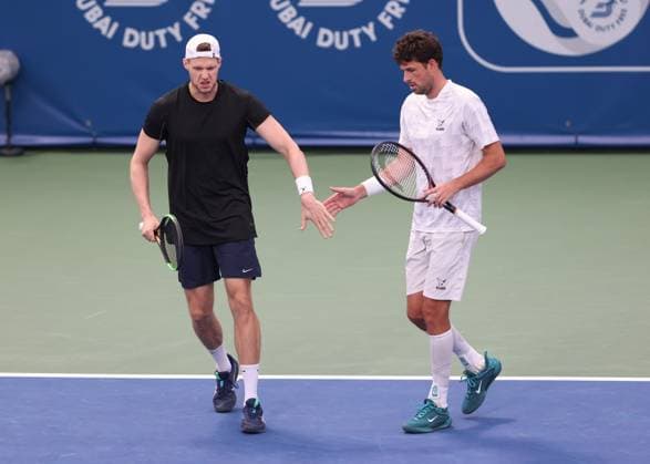 Robin Haase und Hendrik Jebens, Herren Doppel, Men s Doubles, Dubai Duty Free Tennis Championships, Dubai, U.A.E. Tennis - Dubai Tennis Championships 2025 - ATP, Tennis Herren 500 - Dubai Duty Free Tennis Stadium - Dubai - - United Arab Emirates - 26 February 2025. Copyright: xJuergenxHasenkopfx