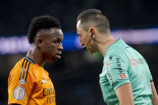 Sport Bilder des Tages Real Sociedad vs Real Madrid Vinicius Vini Jr. of Real Madrid in action during the first leg of the Copa del Rey semi-final between Real Sociedad and Real Madrid at Reale Arena. Donostia - San Sebastian. (Basque Country). February 26, 2025. (Gari Garaialde Bostok Photo) Donostia - San Sebastian Gipuzkoa Spain Editorial Use Only  Copyright: xGarikoitzxGaraialdex xBostokxPhotox Bostok Photo GarixGaraialdex GG2502262563
