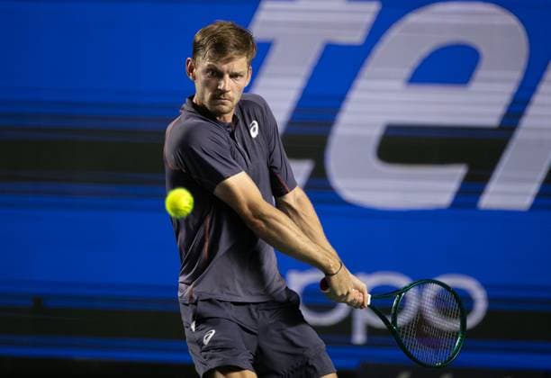 (250227) -- ACAPULCO, Feb. 27, 2025 -- David Goffin of Belgium hits a return during the men s singles round of 16 match against Ben Shelton of the United States at the 2025 ATP, Tennis Herren Mexican Open tennis tournament in Acapulco, Mexico, Feb. 26, 2025. ) (SP)MEXICO-ACAPULCO-TENNIS-ATP-MEXICAN OPEN-MEN S SINGLES LixMengxin 