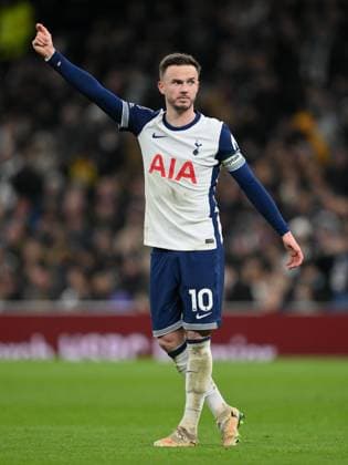 Football - 2024 2025 Premier League - Tottenham Hotspur vs Manchester City - Tottenham Hotspur Stadium - Wednesday 26th February 2025. Tottenham Hotspur s James Maddison. COLORSPORT Ashley Western
