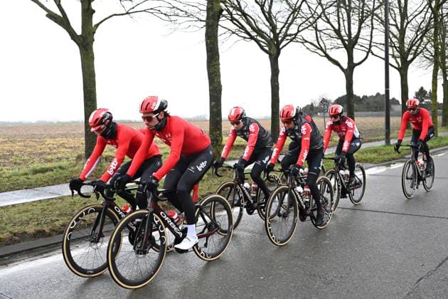 Flanders Classics opening weekend 2025 - training session 27 02 2025 GENT, BELGIUM - FEBRUARY 27 : riders of Lotto pictured during a training session ahead of the Flanders Classics opening weekend with Omloop Het Nieuwsblad and Kuurne Brussel Kuurne on February 27, 2025 in Gent, Belgium, 27 02 2025 Gent Belgium  Copyright: xJanxDexMeuleneirx