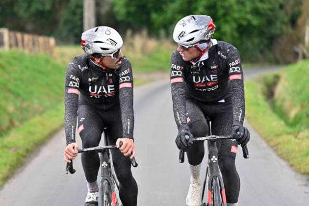 Flanders Classics opening weekend 2025 - training session 27 02 2025 GENT, BELGIUM - FEBRUARY 27 : riders of Uae Team Emirates - XRG pictured during a training session ahead of the Flanders Classics opening weekend with Omloop Het Nieuwsblad and Kuurne Brussel Kuurne on February 27, 2025 in Gent, Belgium, 27 02 2025 Gent Belgium  Copyright: xJanxDexMeuleneirx
