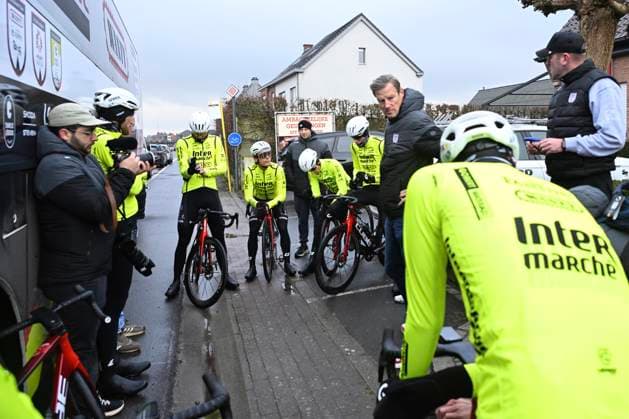 Flanders Classics opening weekend 2025 - training session 27 02 2025 GENT, BELGIUM - FEBRUARY 27 : riders of Intermarche - Wanty pictured during a training session ahead of the Flanders Classics opening weekend with Omloop Het Nieuwsblad and Kuurne Brussel Kuurne on February 27, 2025 in Gent, Belgium, 27 02 2025 Gent Belgium  Copyright: xJanxDexMeuleneirx
