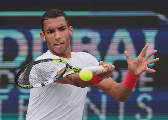 Felix Auger-Aliassime (CAN), Dubai Duty Free Tennis Championships, Dubai, U.A.E. Tennis - Dubai Tennis Championships 2025 - ATP, Tennis Herren 500 - Dubai Duty Free Tennis Stadium - Dubai - - United Arab Emirates - 27 February 2025. Copyright: xJuergenxHasenkopfx